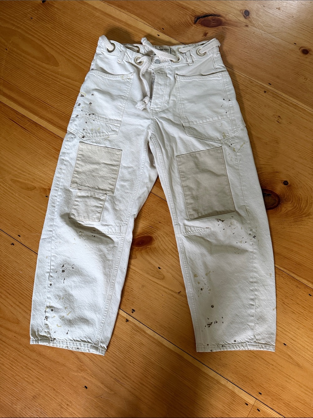We The Free White Relaxed Painter Jeans with Patch Pockets